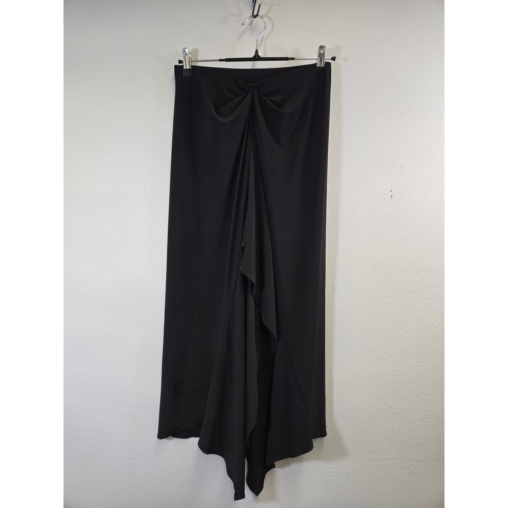 Zara Black Ruched Twist Front Drape Ruffle Maxi Skirt M